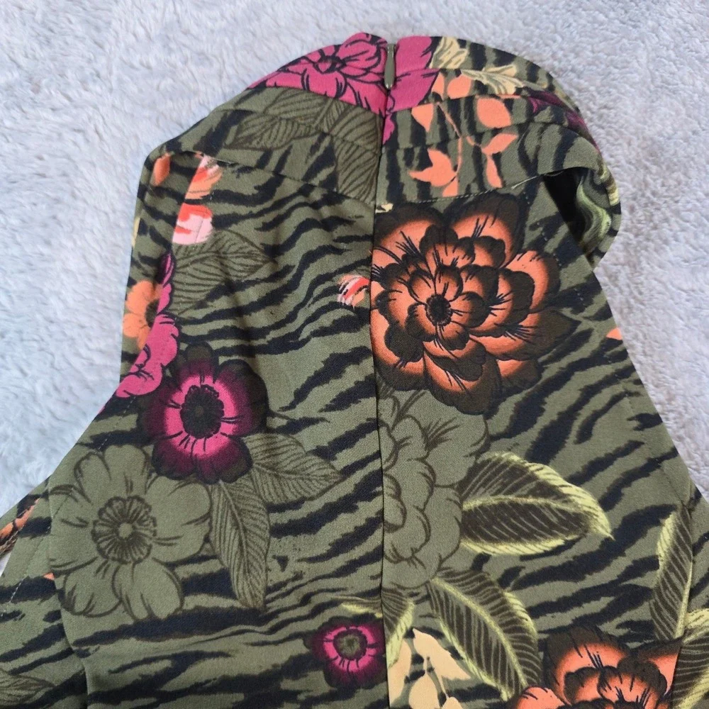 Rachel‎ Rachel Roy Womens Med Olive Floral Tiger Halter Midi Sheath Dress Jungle